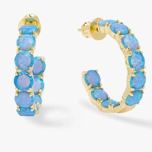 Melinda Maria "Oh She so fancy “ Blue Opal cz hoops